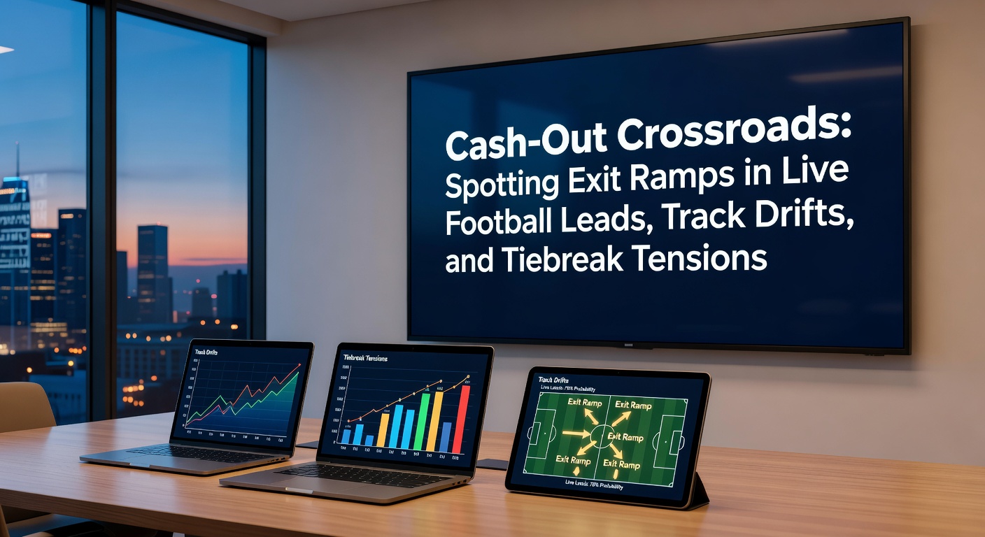 Live football stadium scene showing a team celebrating a lead with overlaid cash-out betting interface highlighting odds shifts
