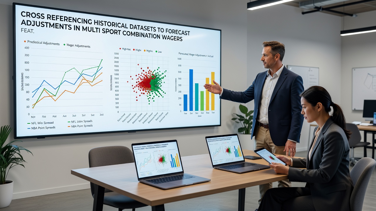 Detailed graphs displaying cross referenced data points linking soccer results, basketball statistics and track event timings for wager forecasting