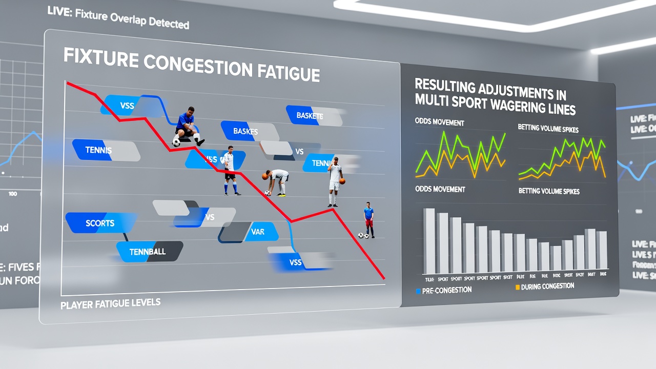 Sports betting interface displaying adjusted multi-sport wagering lines during congested fixture periods