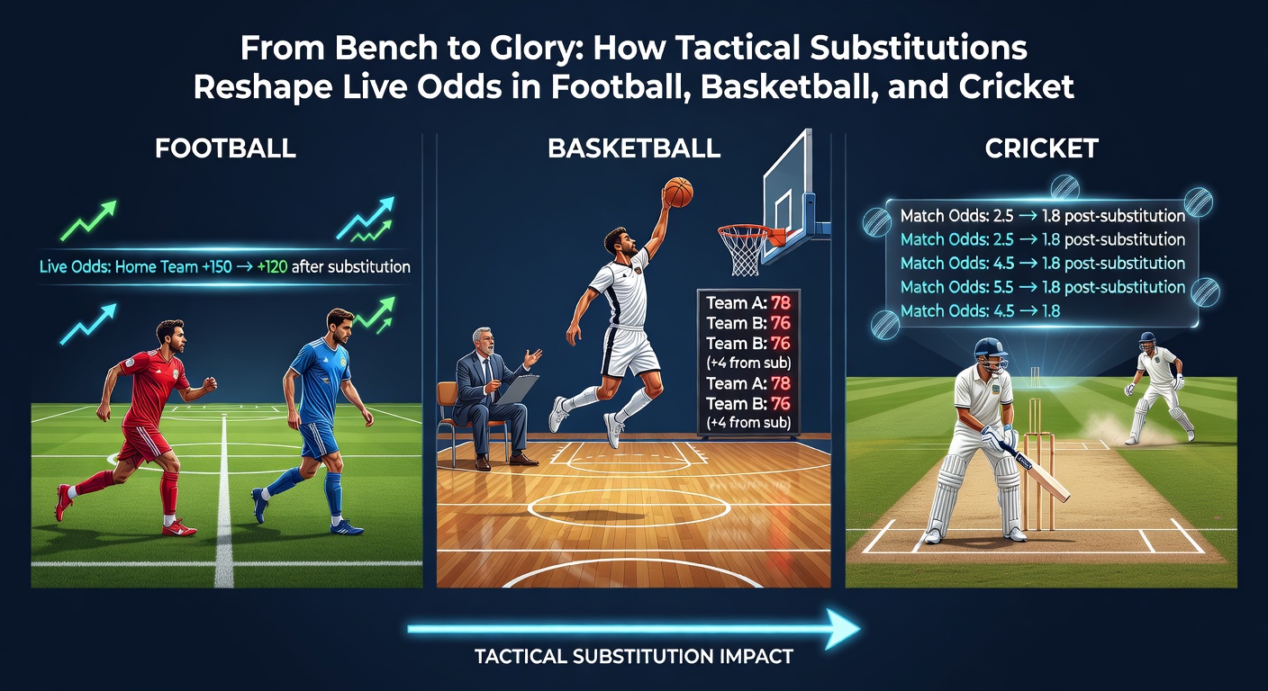 Basketball coach calls a timeout, pointing to bench players ready to sub in, with a mobile betting app open showing surging odds during a NBA playoff game