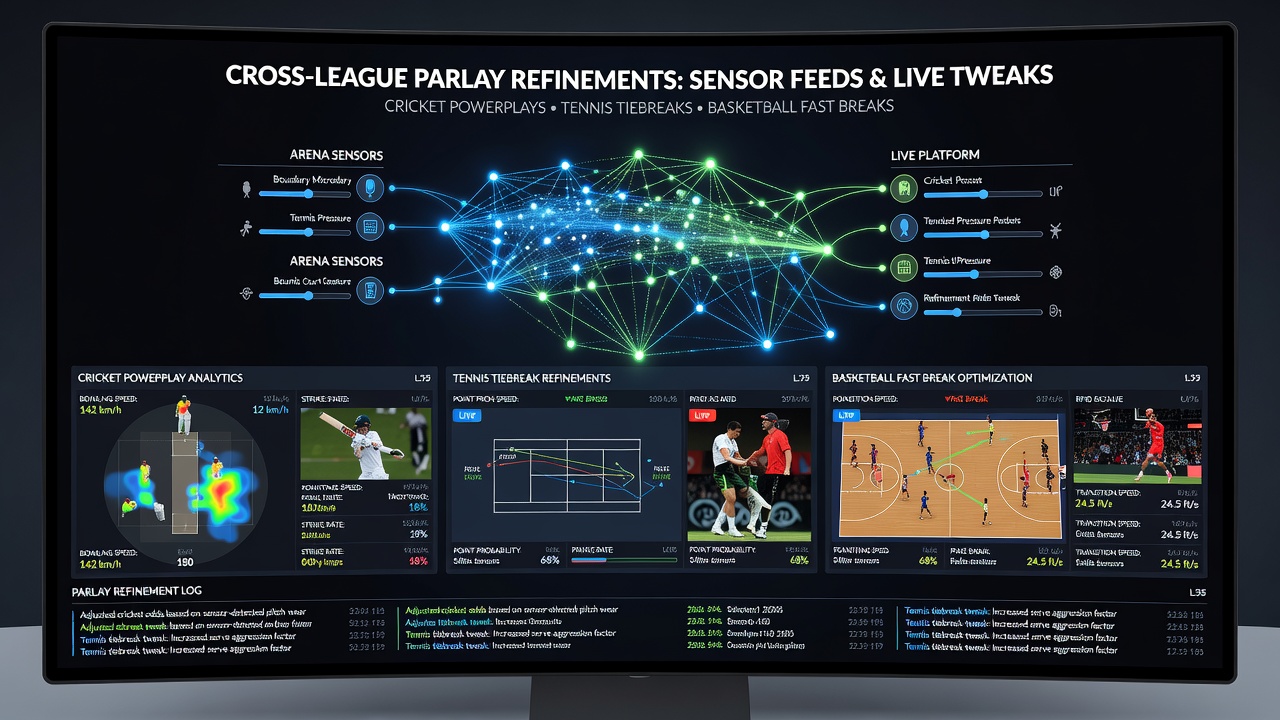 Arena sensor arrays capturing real-time player and environmental data during multi-sport events