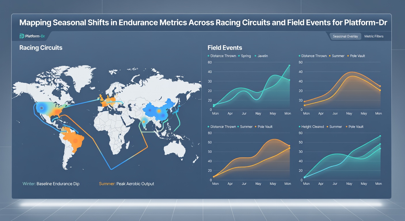 Seasonal endurance data charts for field events and racing circuits