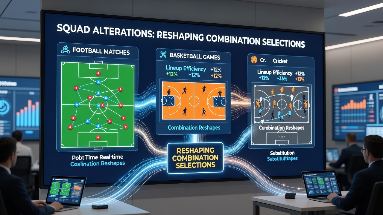 Handheld device displaying live squad updates reshaping betting combinations in football, basketball, and cricket