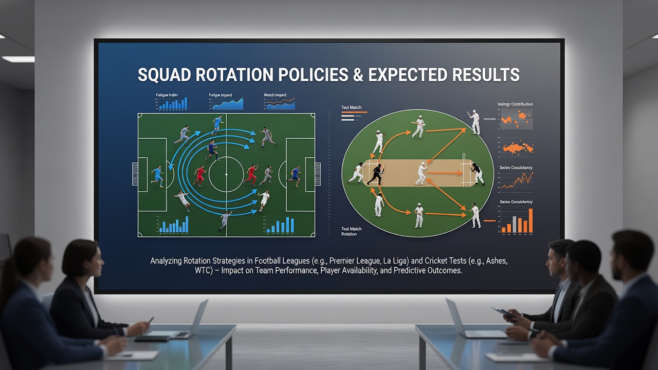 Athletes and support staff analyzing performance metrics during a mid-season rotation review