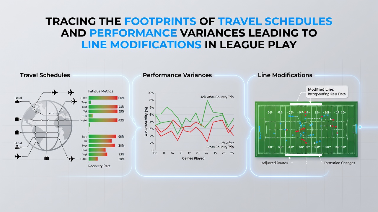Detailed map overlay showing team travel routes across continents with performance variance indicators overlaid on league fixtures