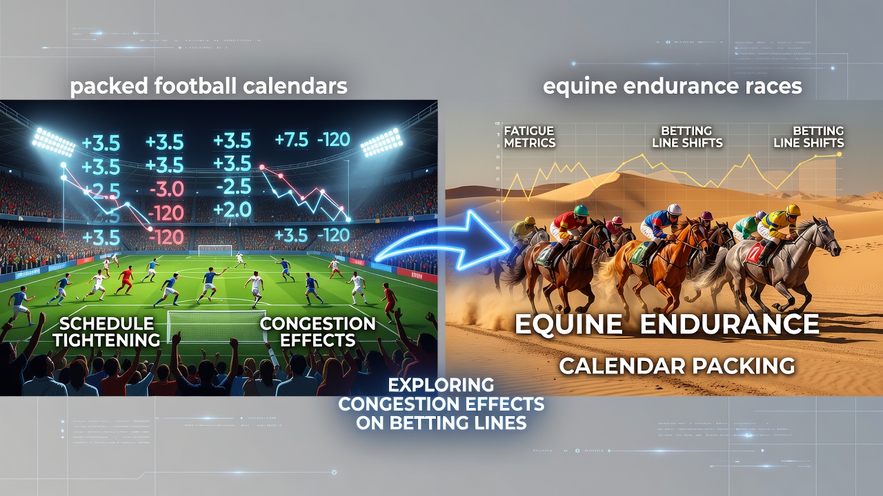 Football players and endurance horses facing congested schedules with betting line adjustments visible on mobile apps